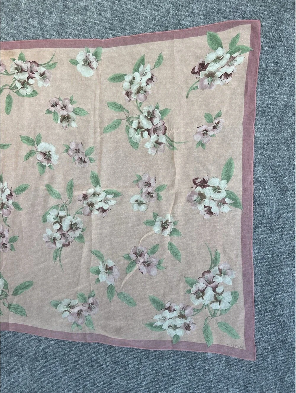 Ann Taylor Pink Floral Silk Square Scarf Vtg Made in Japan 33X33